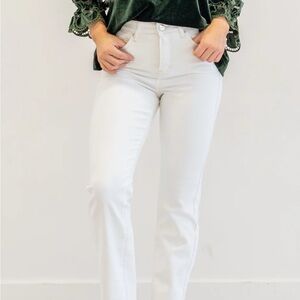 Crisp White Straight Leg Denim Jeans
